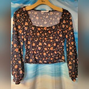 Stitch Fix Lush Top‎ Size XL Floral Black Naomi Style Knit NWOT